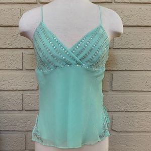 Silk top embellished with beads and sequins